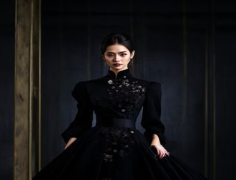 佐佐木希VOGUE JAPAN时尚大片，黑色礼服高定造型，专业摄影棚，奢华感十足
